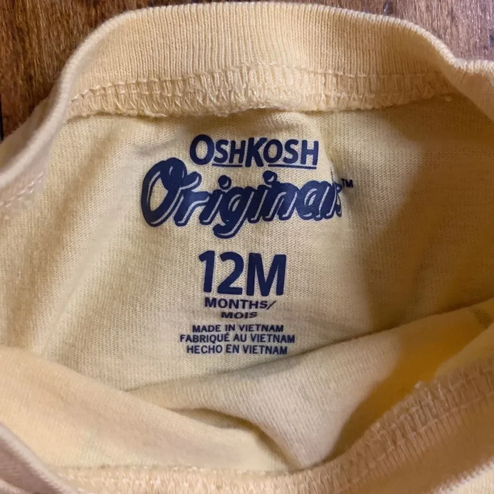 Oshkosh size 12 months girls long sleeve shirts bundle black yellow bird cotton
